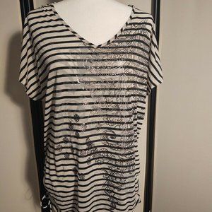 Faded Glory Tie Sides Striped Tunic Top - Sz. 1X